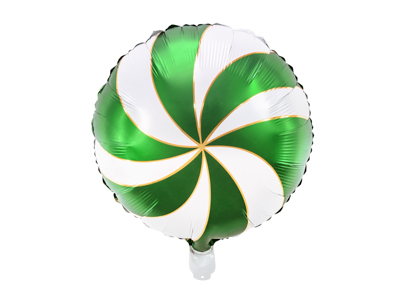 PD Foil Balloon Round Candy Swirl Green 1pkt 35CM