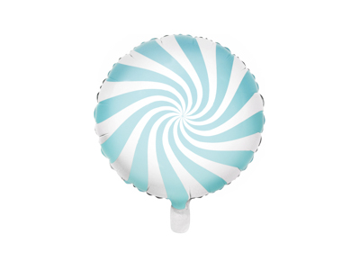 PD Foil Balloon Candy Round Swirl Pastel Blue 1pkt 35CM