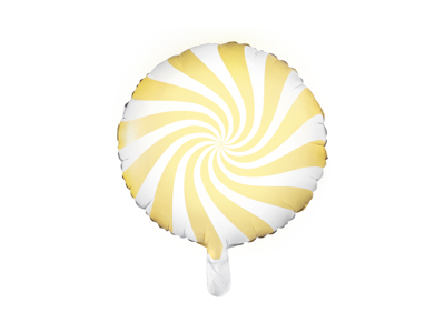 PD Foil Balloon Candy Round Swirl Pastel Yellow 1pkt 35CM