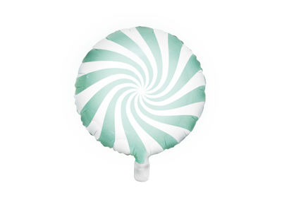 PD Foil Balloon Candy Round Swirl Pastel Mint 1pkt 35CM