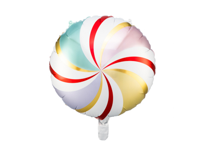 PD Foil Balloon Candy Round Swirl Pastel Mix 1pkt 35CM