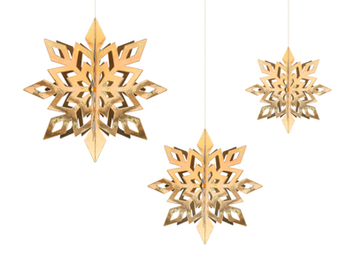 PD Hanging Paper Snowflake Gold 1pkt/6pc 15-25cm