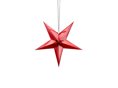 PD Hanging Paper Star Metallic Red 1pkt 30cm