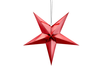 PD Hanging Paper Star Metallic Red 1pkt 45cm