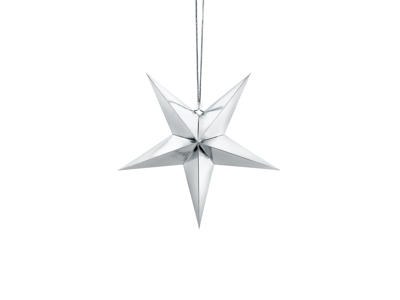 PD Hanging Paper Star Silver 1pkt 30cm
