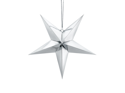 PD Hanging Paper Star Silver 1pkt 45cm