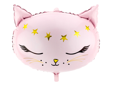 PD Foil Balloon Pink Cat with Stars 1pkt 48x36CM