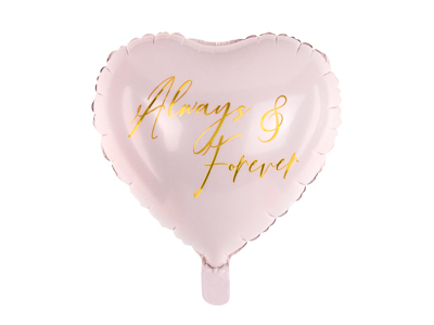 PD Foil Balloon Matte Heart Cursive Always and Forever Pastel Pink 1pkt 45CM (D)