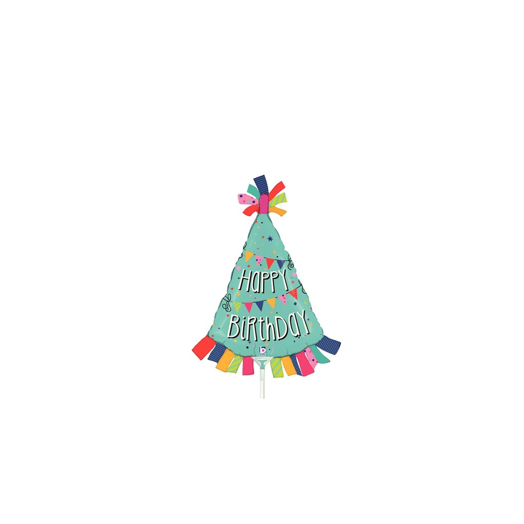 Birthday Banner Hat Mini Shape Foil Balloon 14” 1pk