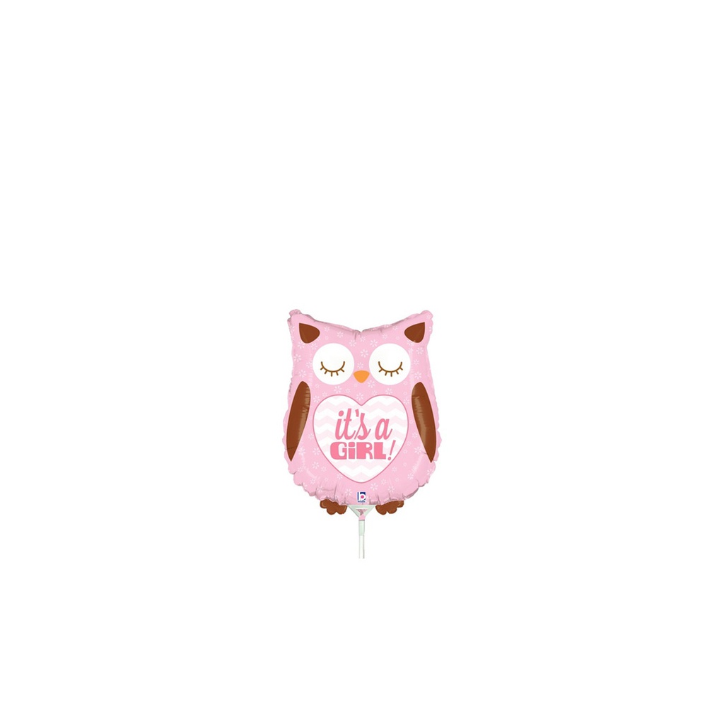 It's a Girl Baby Owl Mini Shape Foil Balloon 14” 1pk