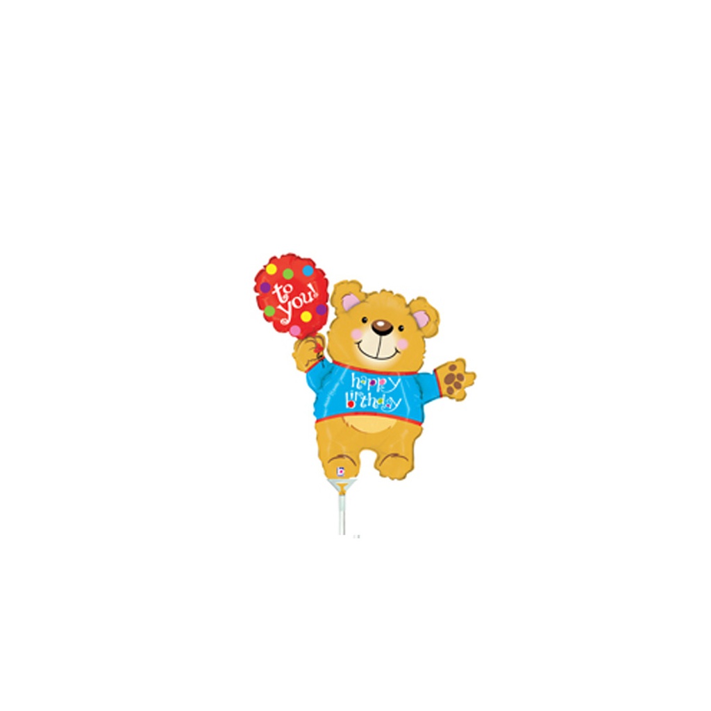 Birthday Bln Bear Mini Shape Foil Balloon 14” 1pk