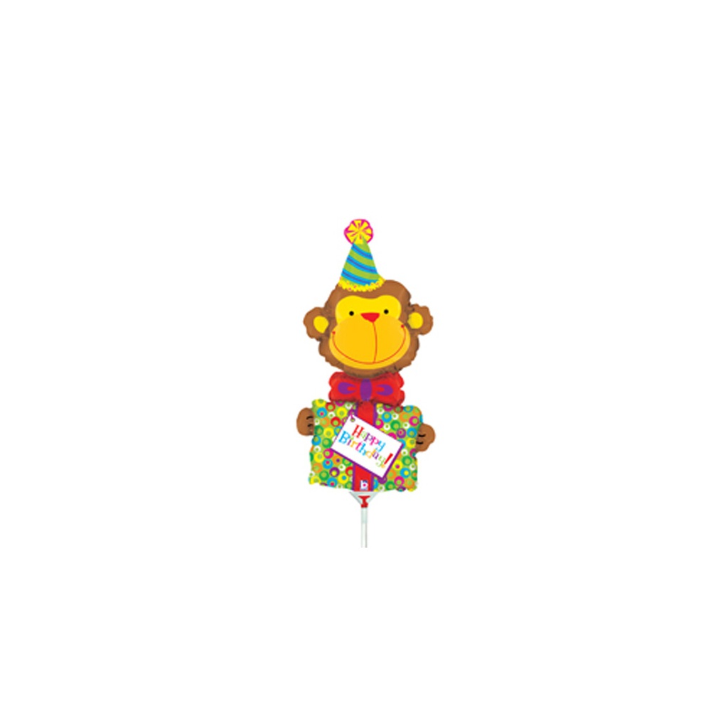 Birthday Monkey Mini Shape Foil Balloon 14” 1pk