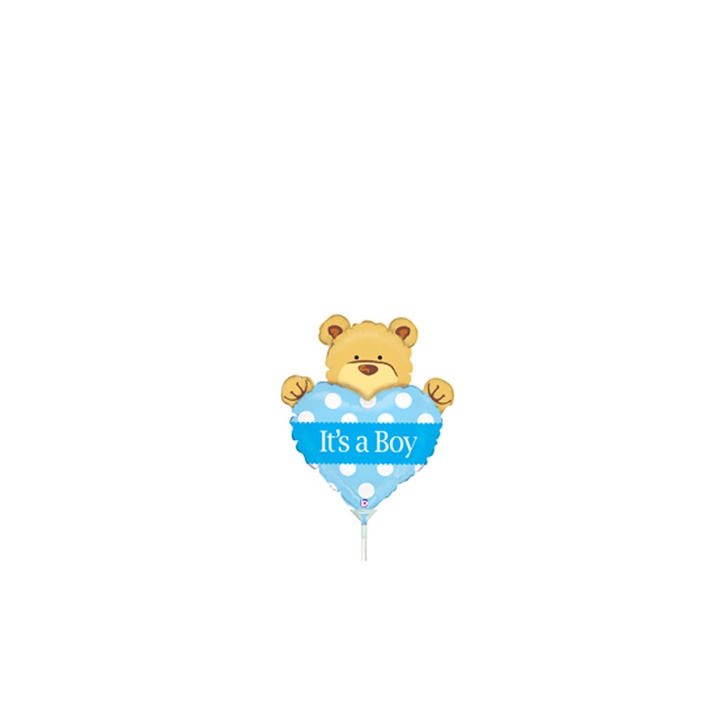 BigHeart Bear Boy Mini Shape Foil Balloon 14” 1pk