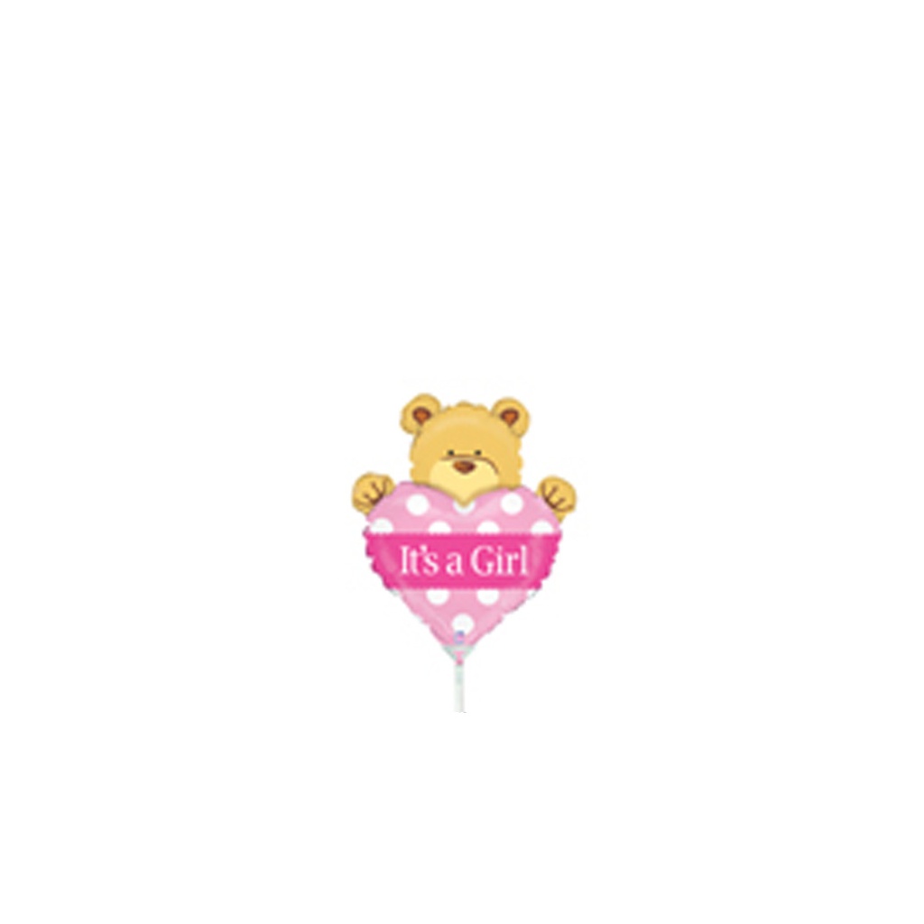 BigHeart Bear Girl Mini Shape Foil Balloon 14” 1pk
