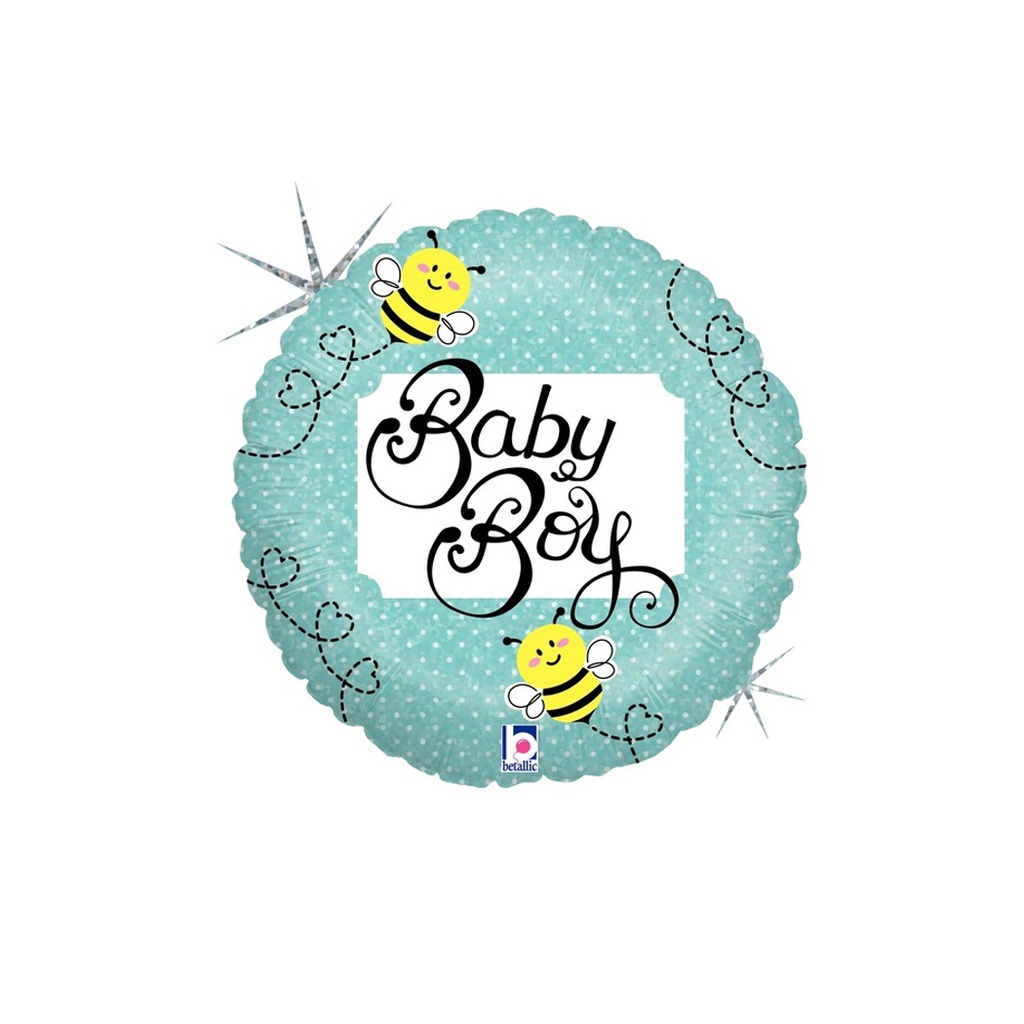 Baby Boy Bee Round Foil Balloon 9” 1pk