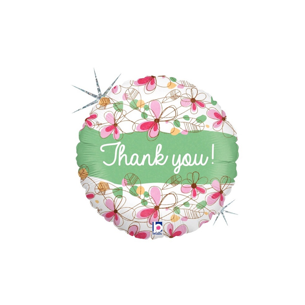 Floral Thank You Round Foil Balloon 9” 1pk