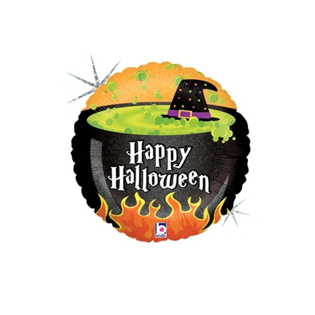 Halloween Cauldron Holo Round Foil Balloon 18” 1pk