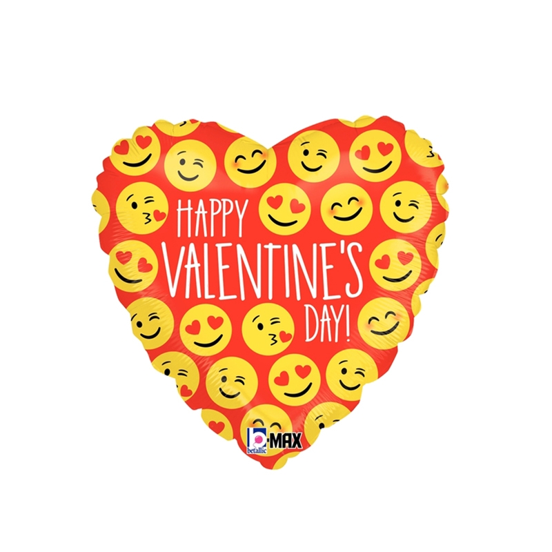 Emoji Happy Valentines Day Shape Foil Balloon 18” 1pk