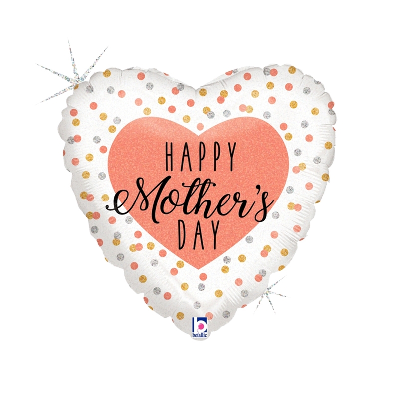 Glittering Mothers Day Confetti Holo Shape Foil Balloon 18” 1pk
