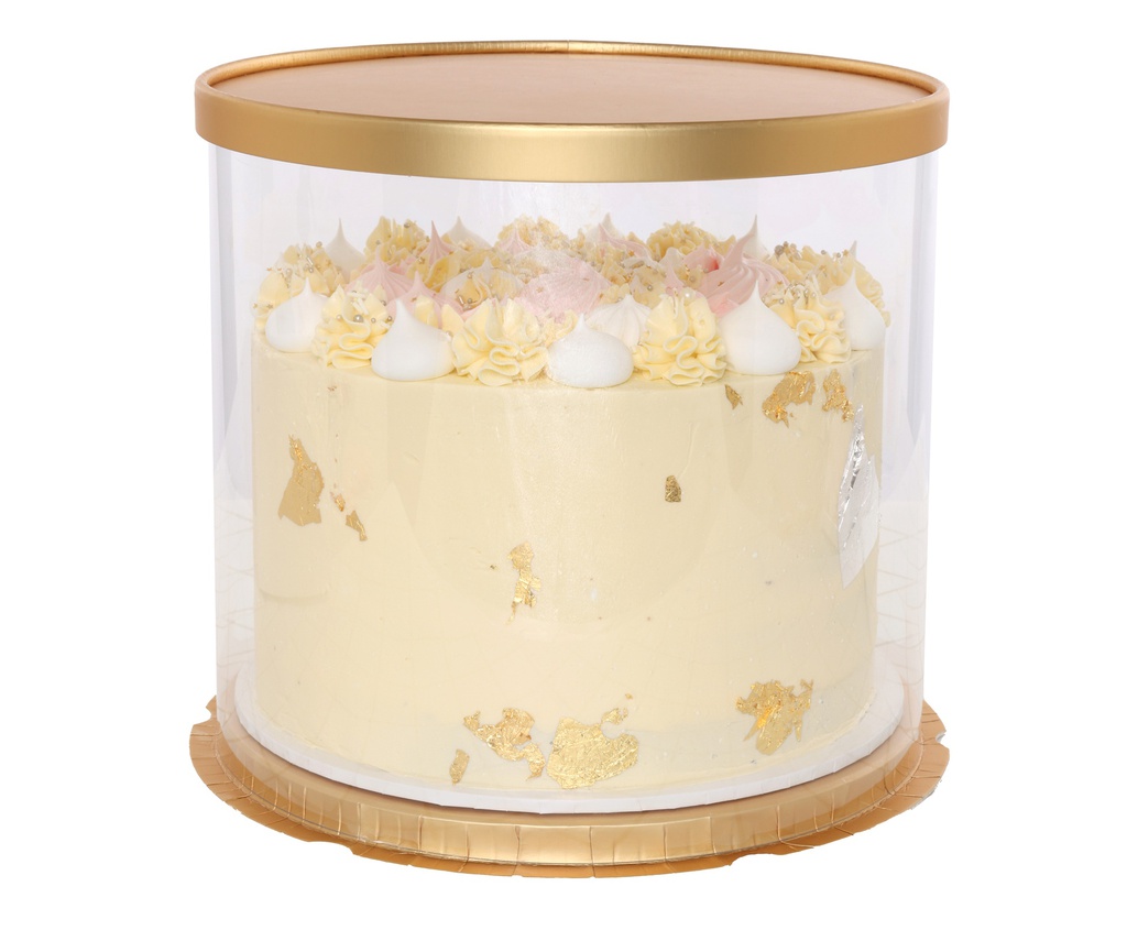 FS Clear Cake Box Set 10.5&quot; (h28cm) Round Gold 1pk