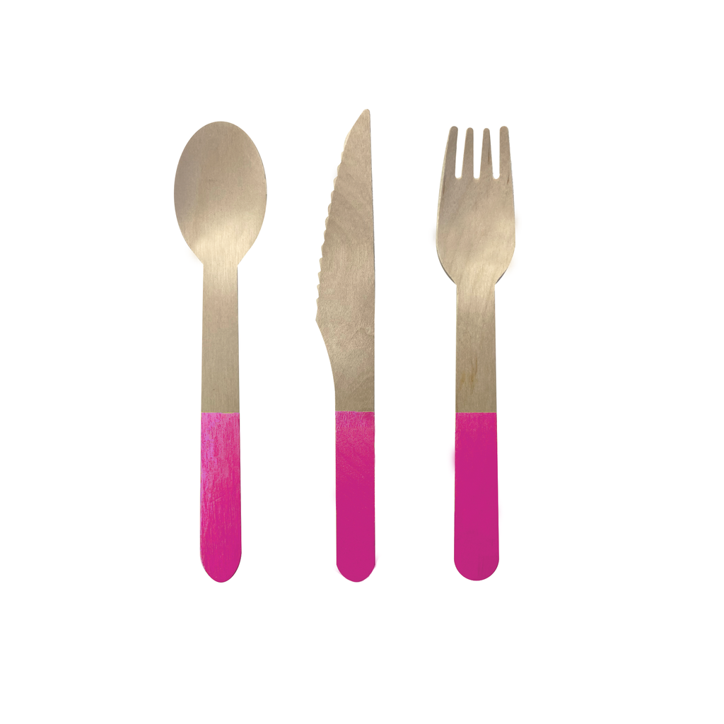 FS Wooden Cutlery 30pk Flamingo 