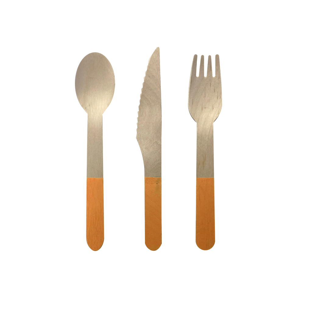 FS Wooden Cutlery 30pk Tangerine 