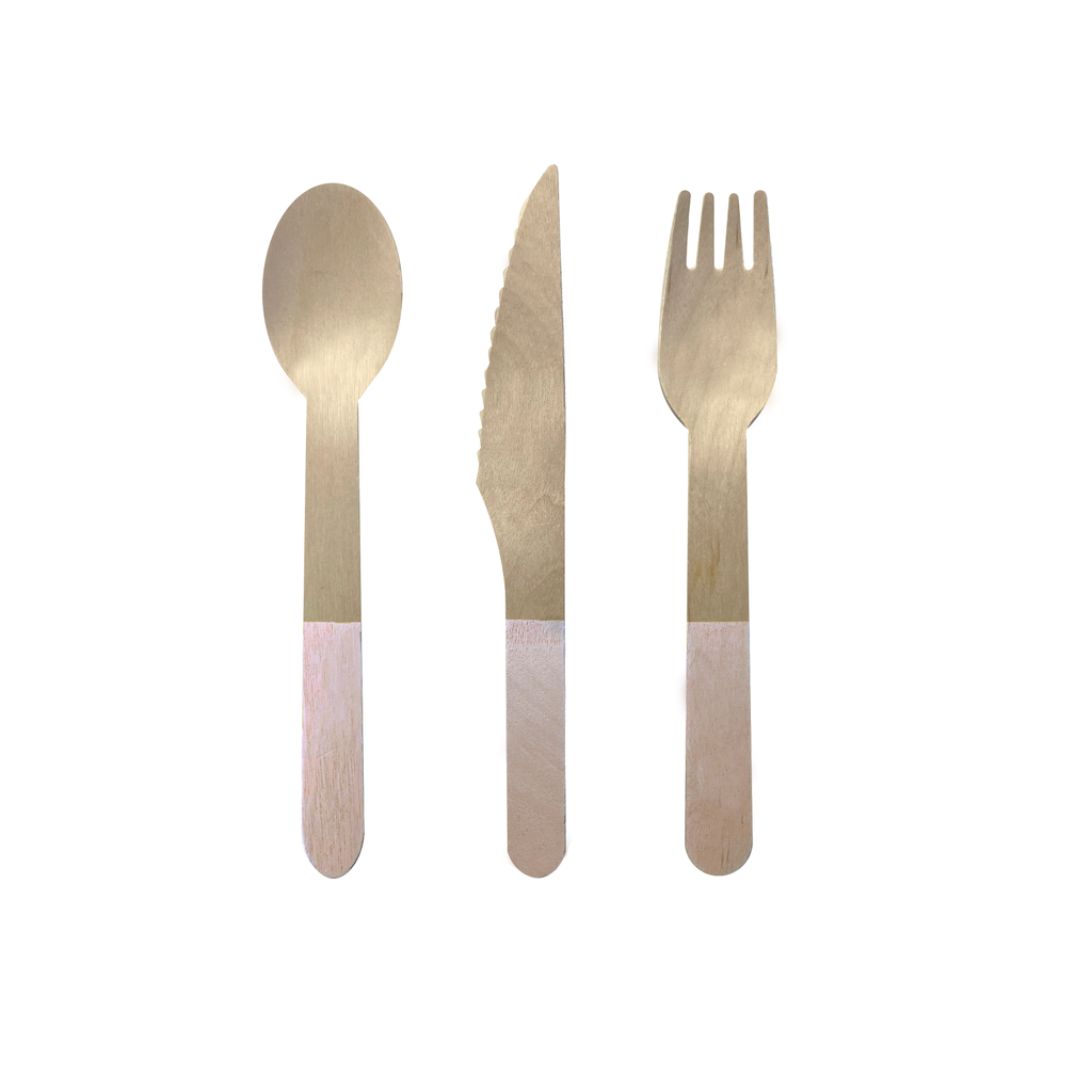 FS Wooden Cutlery 30pk White Sand 