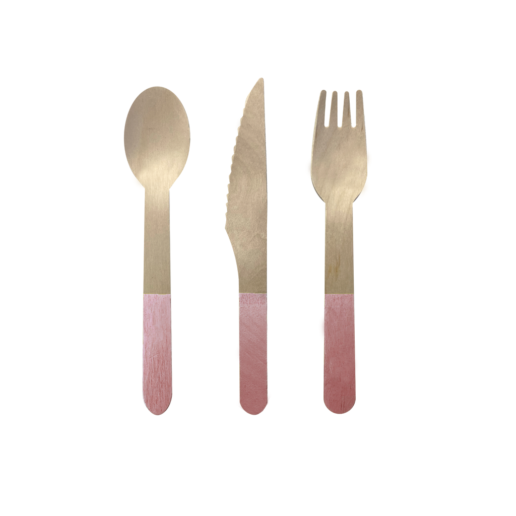 FS Wooden Cutlery 30pk Rose 