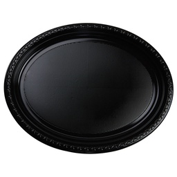 [6055BKP] FS Oval Large Plate 12 Black 20pk&quot;