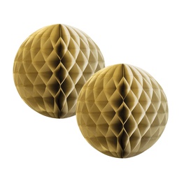 [5212G] FS  Honeycomb Ball Metallic Gold  15cm 2 pk