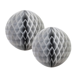 [5212S] FS  Honeycomb Ball Metallic Silver  15cm 2 pk