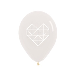 [59620922] Geometric Heart Crystal Clear/White 4S 30cm 50pk