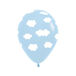 [59620413] Clouds Pastel Blue 30cm AOP Wht ink 50pk