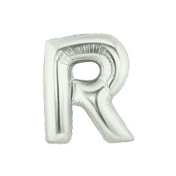 [2514918RS] M/Loon Mini R Silver Foil Balloon 7&quot; 1pk
