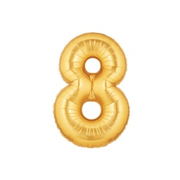 [2519848G] M/Loon Jnr 8 Gold Foil Balloon 14&quot; 1pk