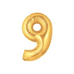 [2519849G] M/Loon Jnr 9 Gold Foil Balloon 14&quot; 1pk