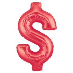 [2515851R] Megaloon $ Dollar Red Foil Balloon 40&quot; 1pk (D)