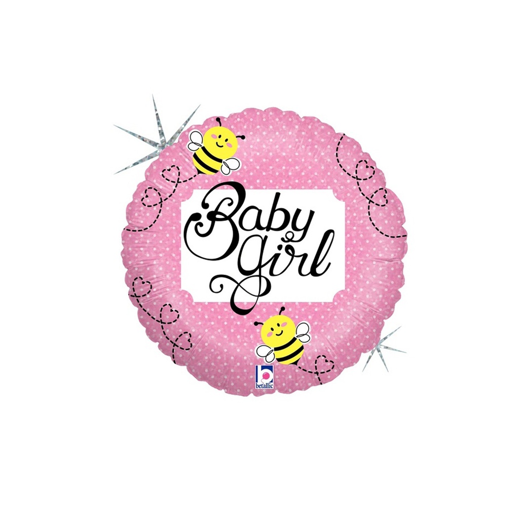 Baby Girl Bee Round Foil Balloon 9” 1pk
