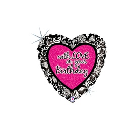[2586753P] With Love On Your B/Day Damask Foil 18/45cm (A)