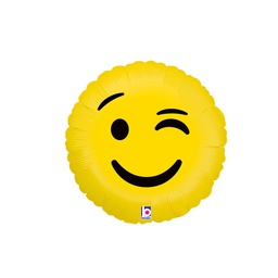 [2536266P] Round Emoji Wink Foil 18&quot; 1pk