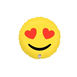 [2536267P] Round Emoji Hearts Foil 18&quot; 1pk