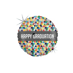 Happy Graduation Facets Holo Round Foil Balloon 18” 1pk