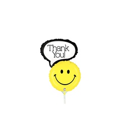 Smiley Thank you Mini Shape  Foil Balloon 14” 1pk