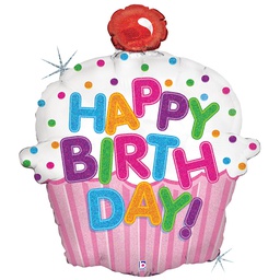 [2585587P] Happy Birthday Cupcake 31/79cm Shape