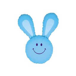 Smiley Bunny Blue Shape Foil Balloon 37&quot; 1pk