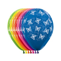 [59620430] Butterfly Flight Metallic Asst 30cm AOP Balloons 50pk