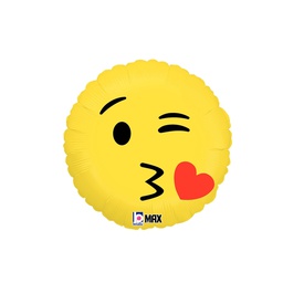 [2536505P] Heart Emoji Kiss Foil 18'' Pk
