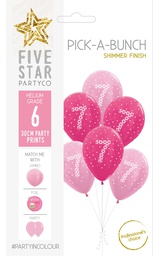 [750012] PICK-A-BUNCH 7th Birthday Girl 30cm  Pink/white 6pk