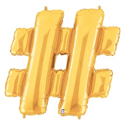[2515862G] Megaloon Hashtag gold Foil Balloon 40&quot; 1pk