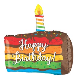 [2535254P] Rainbow Birthday Cake 3D Shape Foil 28 1pk
